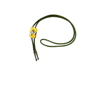 Vintage Horse Bolo Tie Green Woven Leather Western Whimsigoth Goblincore Festive